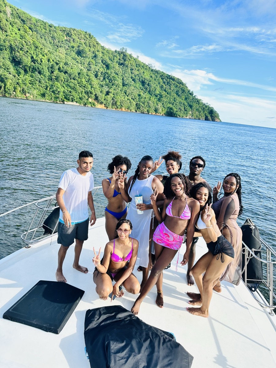 Group of guests on yacht deck